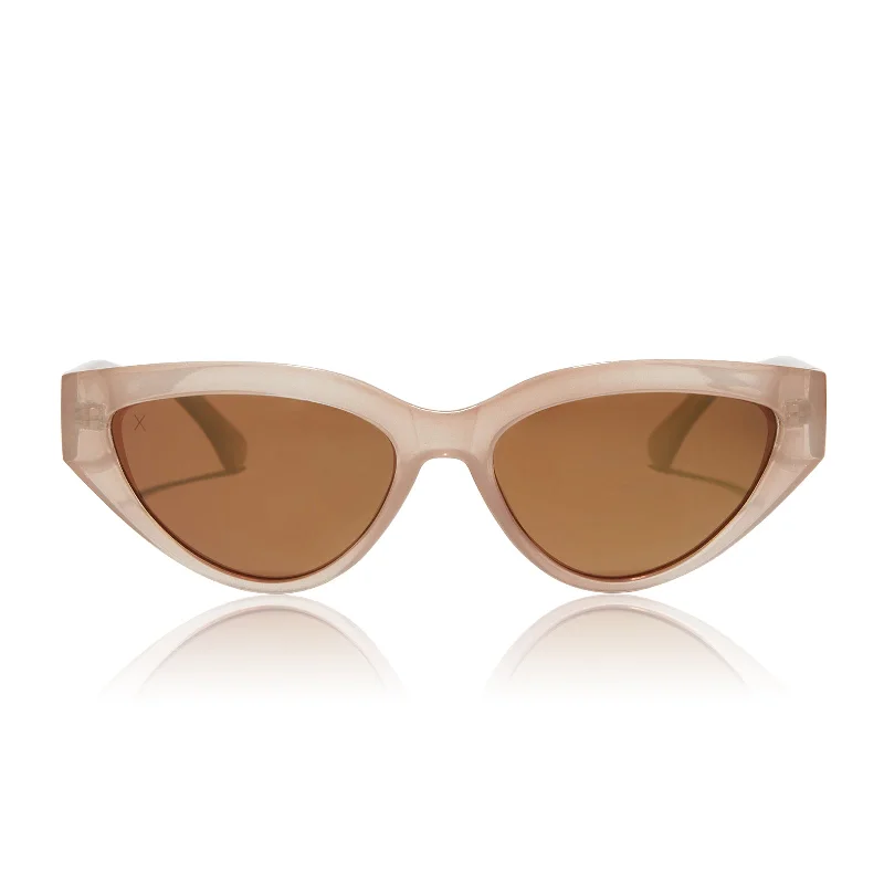 last call - milky nude + brown w/ gold flash polarized sunglasses