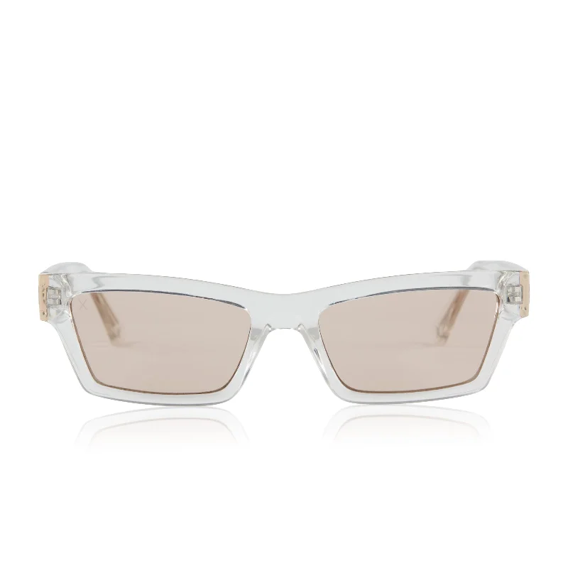 laurel - translucent clear + rose pink w/gold flash sunglasses