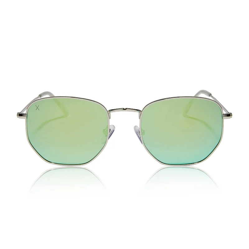 roxbury - silver + cyan mirror polarized sunglasses