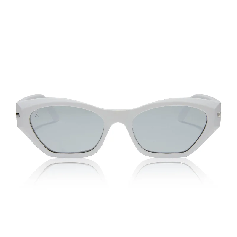 sawtelle - glossy white + silver mirror polarized sunglasses