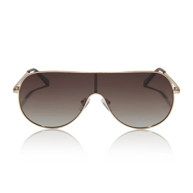 tarzana - brushed gold + brown gradient polarized sunglasses