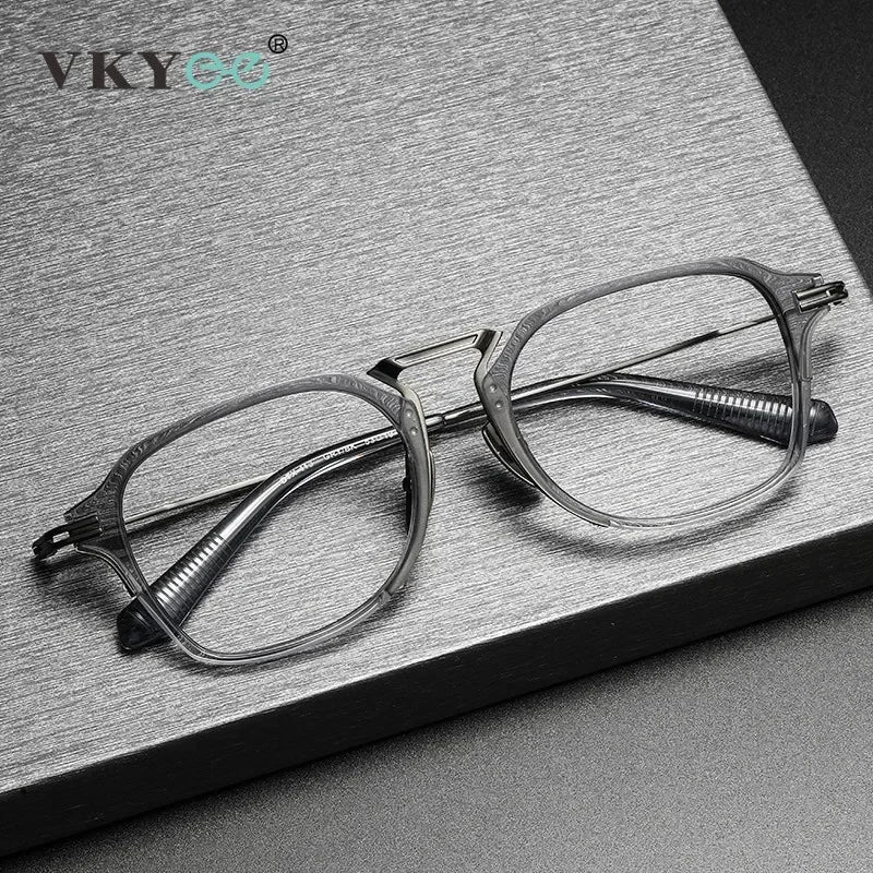 Vicky Men's Full Rim Big Flat Top Square Titanium Reading Glasses 44413