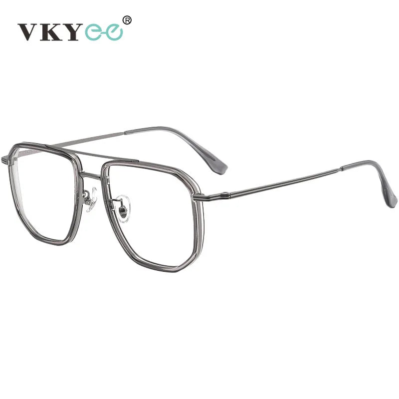 Vicky Men's Full Rim Big Square Double Bridge Titanium Reading Glasses 2216