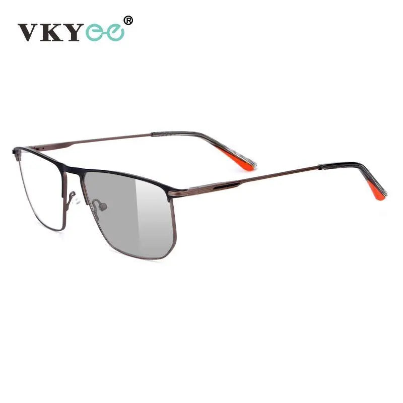 Vicky Men's Full Rim Oversized Square Stainless Steel Photochromic Reading Glasses 2061