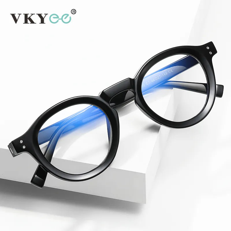 Vicky Men's Full Rim Round Stainless Steel Tr 90 Reading Glasses 2090