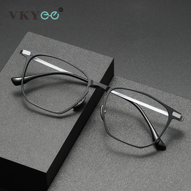 Vicky Men's Full Rim Square Aluminum Titanium Reading Glasses 4224