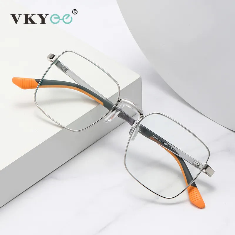 Vicky Unisex Full Rim Large Square Stainless Steel Reading Glasses 843