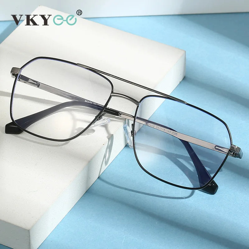 Vicky Unisex Full Rim Square Double Bridge Alloy Reading Glasses 6908