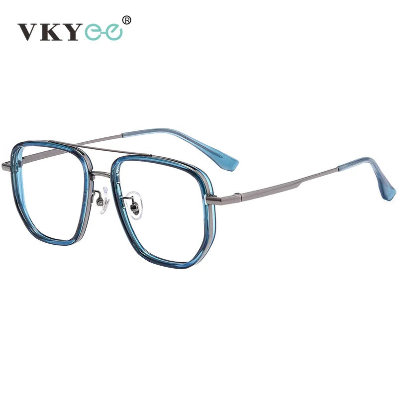 Vicky Unisex Full Rim Square Double Bridge Tr 90 Titanium Reading Glasses  2174