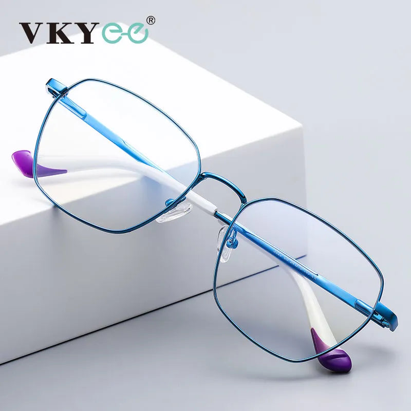 Vicky Unisex Full Rim Square Stainless Steel Acetate Reading Glasses 3022