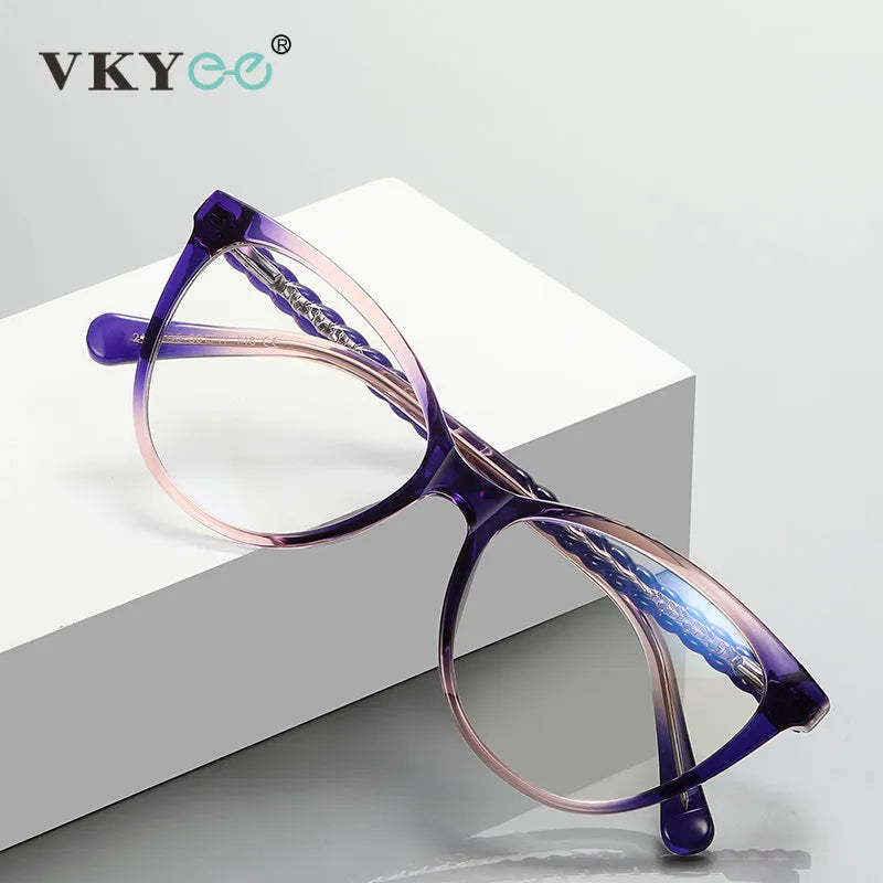 Vicky Unisex Full Rim Tr 90 Stainless Steel Cat Eye Reading Glasses 2136