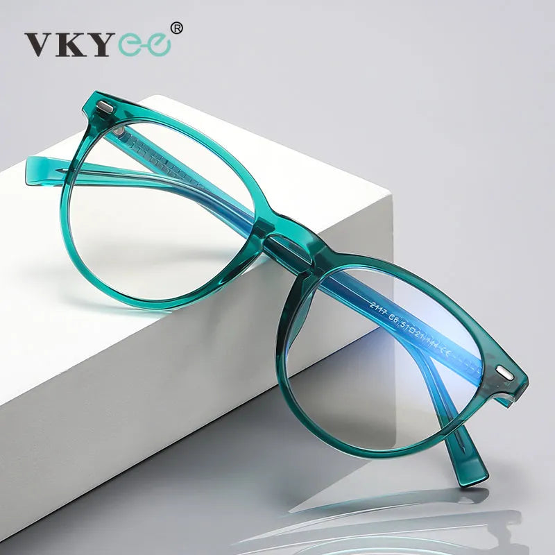 Vicky Unisex Full Rim Tr 90 Stainless Steel Round Reading Glasses 2117