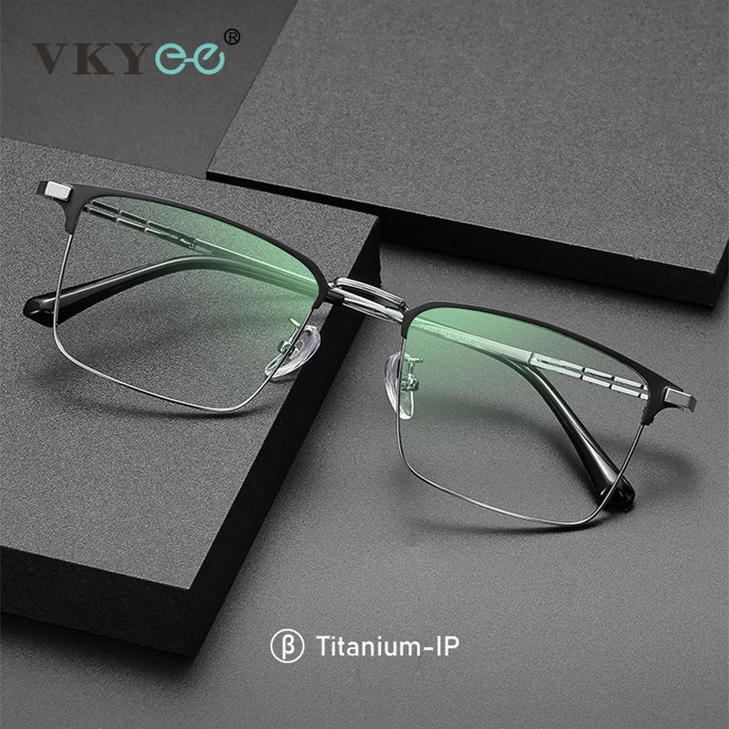 Vicky Unisex Semi Rim Big Square Titanium Acetate Reading Glasses 9027