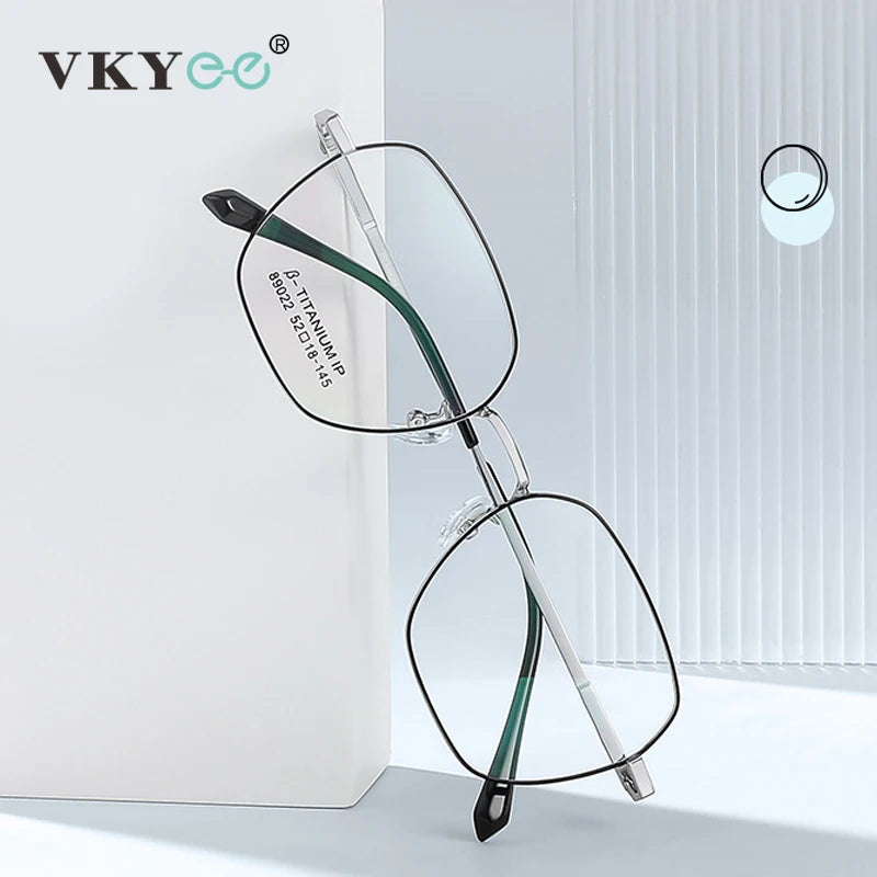 Vicky Unisex Semi Rim Polygon Titanium Alloy Reading Glasses V89022