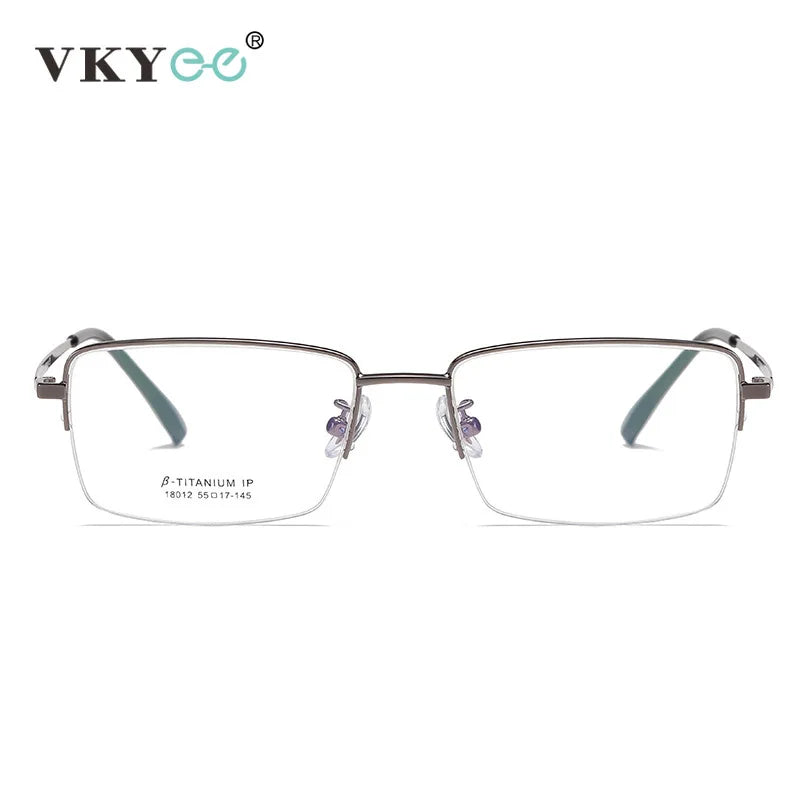 Vicky Unisex Semi Rim Square Polygon Titanium Reading Glasses 18012