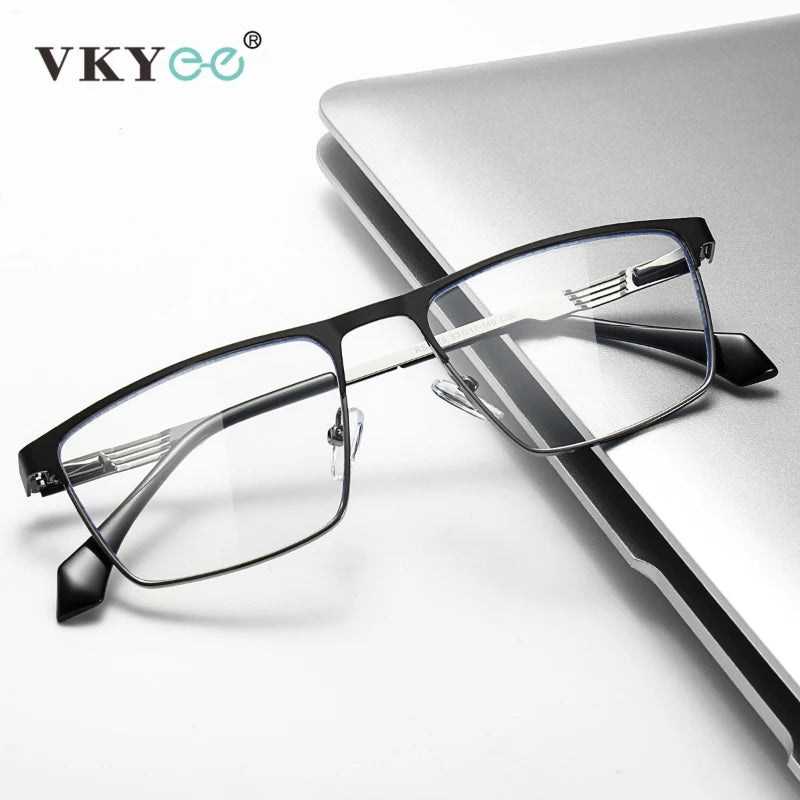 Vicky Women's Full Rim Brow Line Square Alloy Reading Glasses 46915