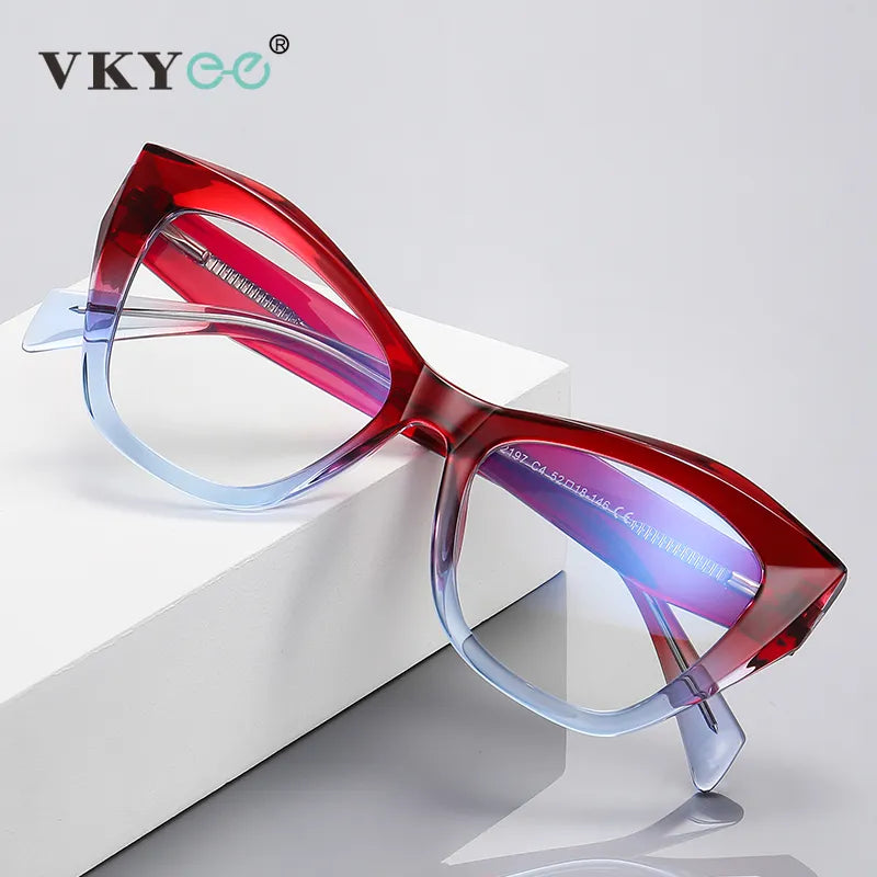 Vicky Women's Full Rim Butterfly Cat Eye Alloy Acetate Reading Glasses 2197