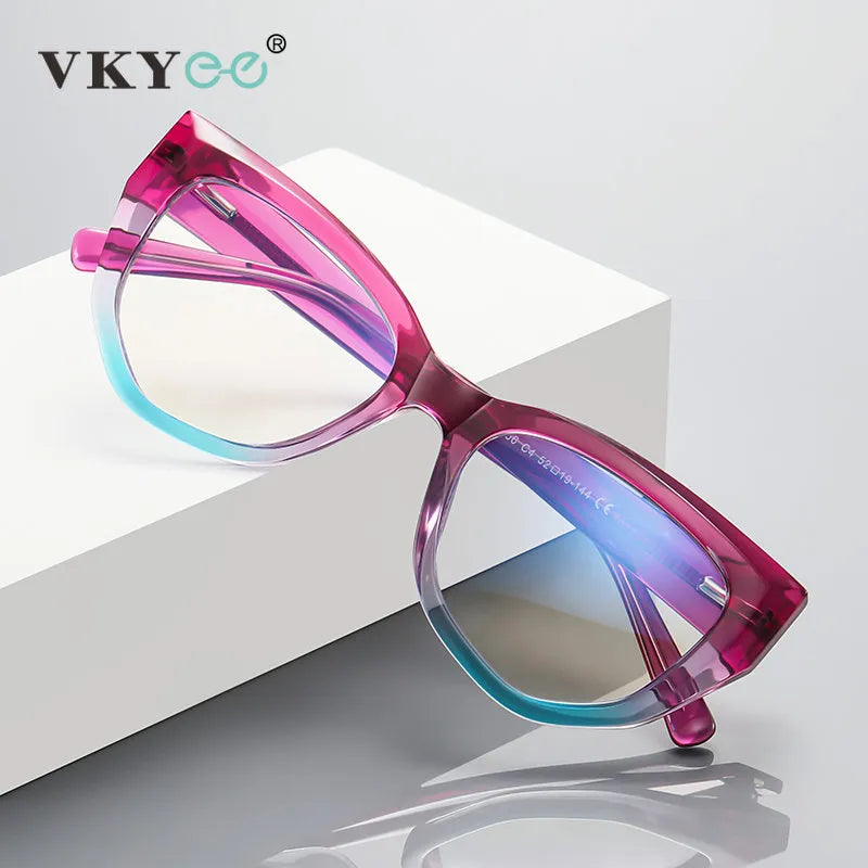 Vicky Women's Full Rim Cat Eye Stainless Steel Tr 90 Reading Glasses 2156