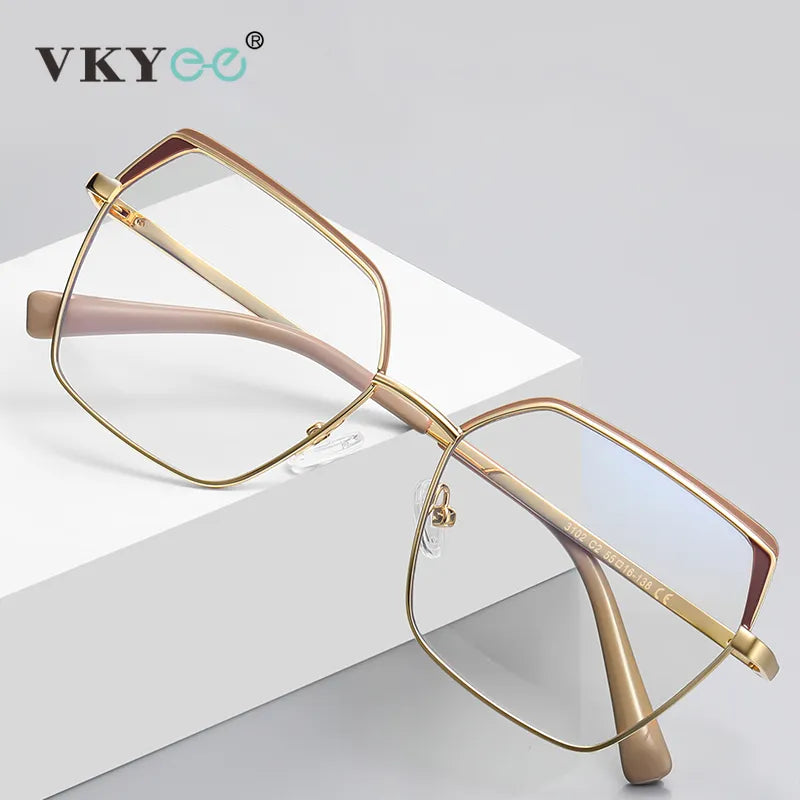 Vicky Women's Full Rim Large Square Alloy Reading Glasses 3102