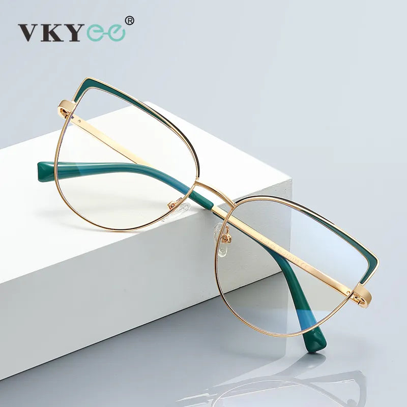 Vicky Women's Full Rim Large Square Alloy Reading Glasses 3103