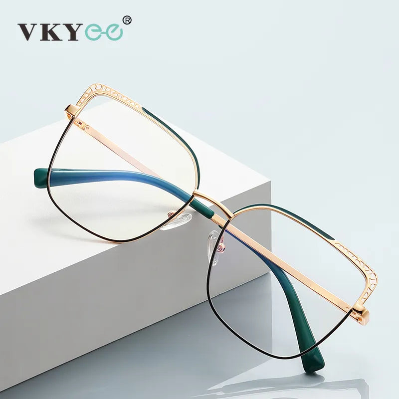 Vicky Women's Full Rim Large Square Alloy Reading Glasses 3114