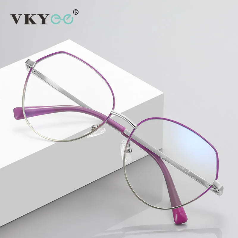 Vicky Women's Full Rim Oval Polygon Stainless Steel Reading Glasses 3095