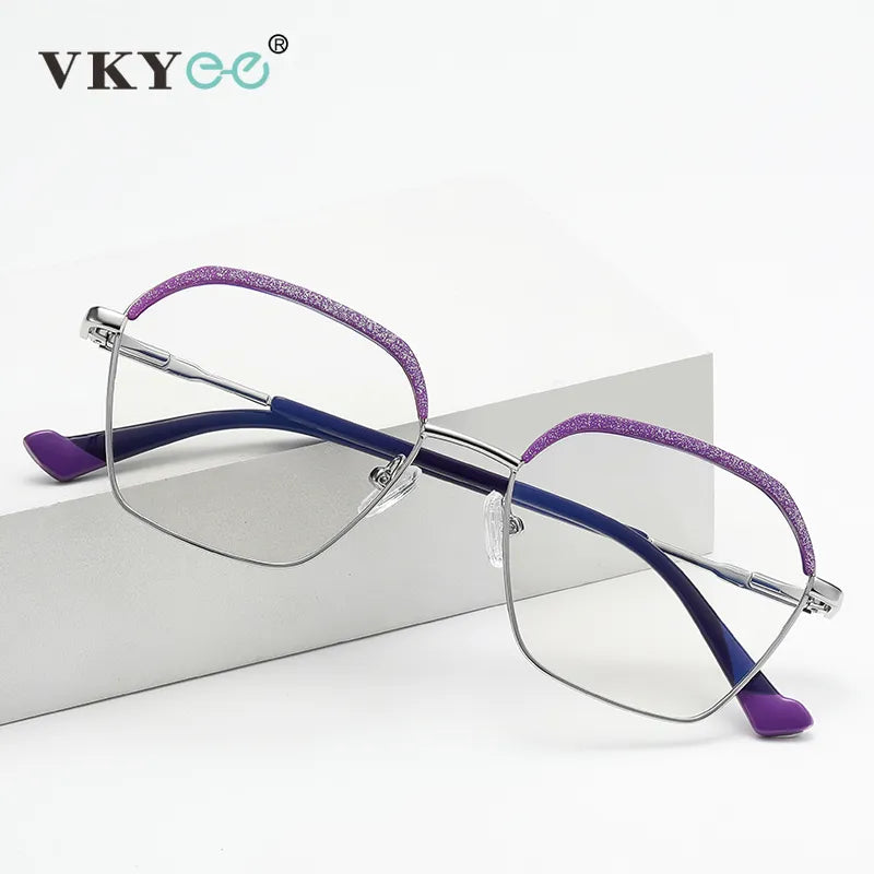 Vicky Women's Full Rim Polygon Alloy Reading Glasses 3017