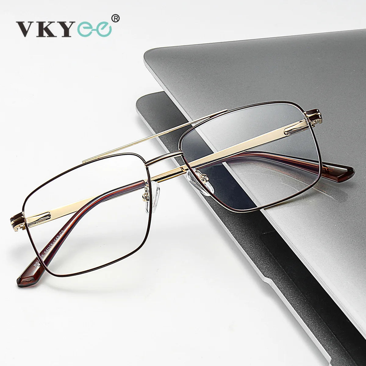 Vicky Women's Full Rim Square Double Bridge Alloy Reading Glasses 6926