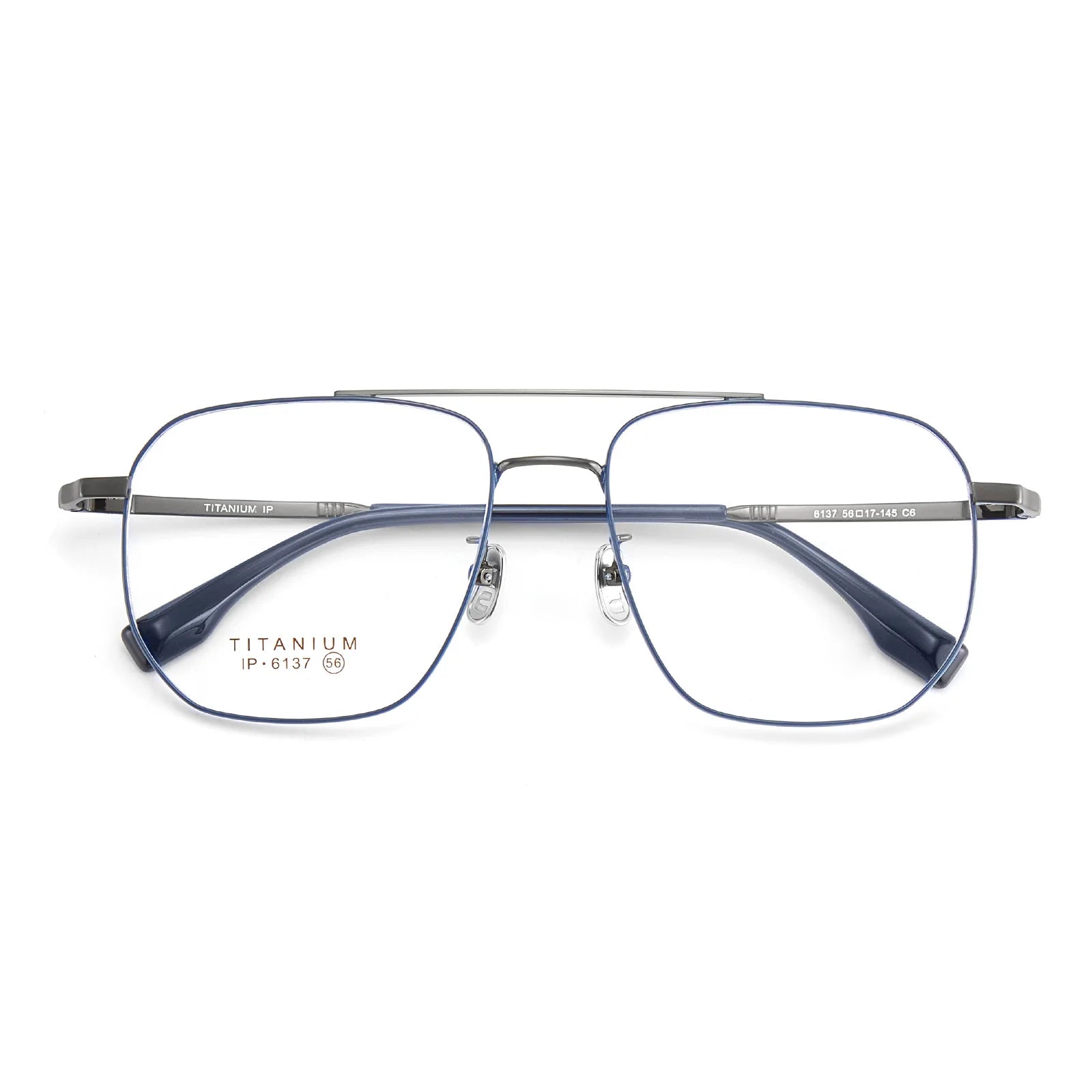 Vicky Women's Full Rim Square Double Bridge Titanium Reading Glasses V6137