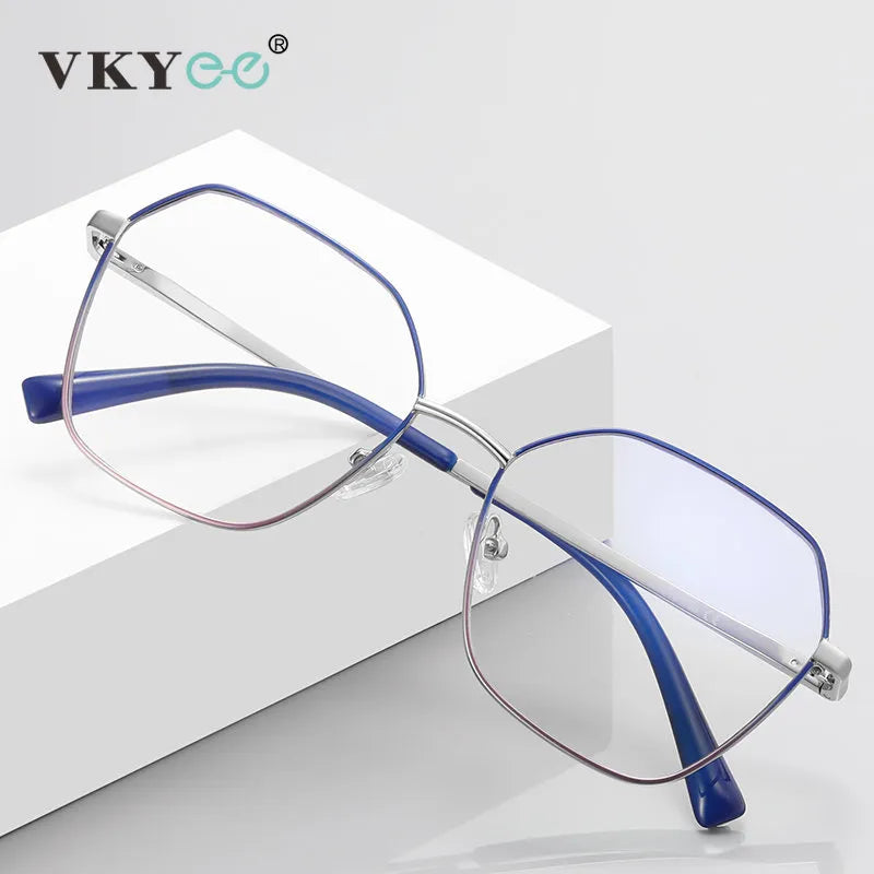 Vicky Women's Full Rim Stainless Steel Polygon Reading Glasses 3090