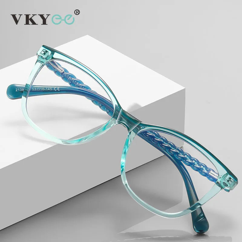 Vicky Women's Full Rim Stainless Steel Tr 90 Square Reading Glasses 2138