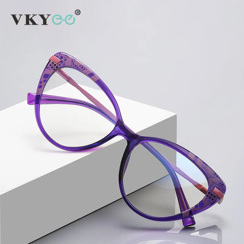 Vicky Women's Full Rim Tr 90 Stainless Steel Cat Eye Reading Glasses 2110