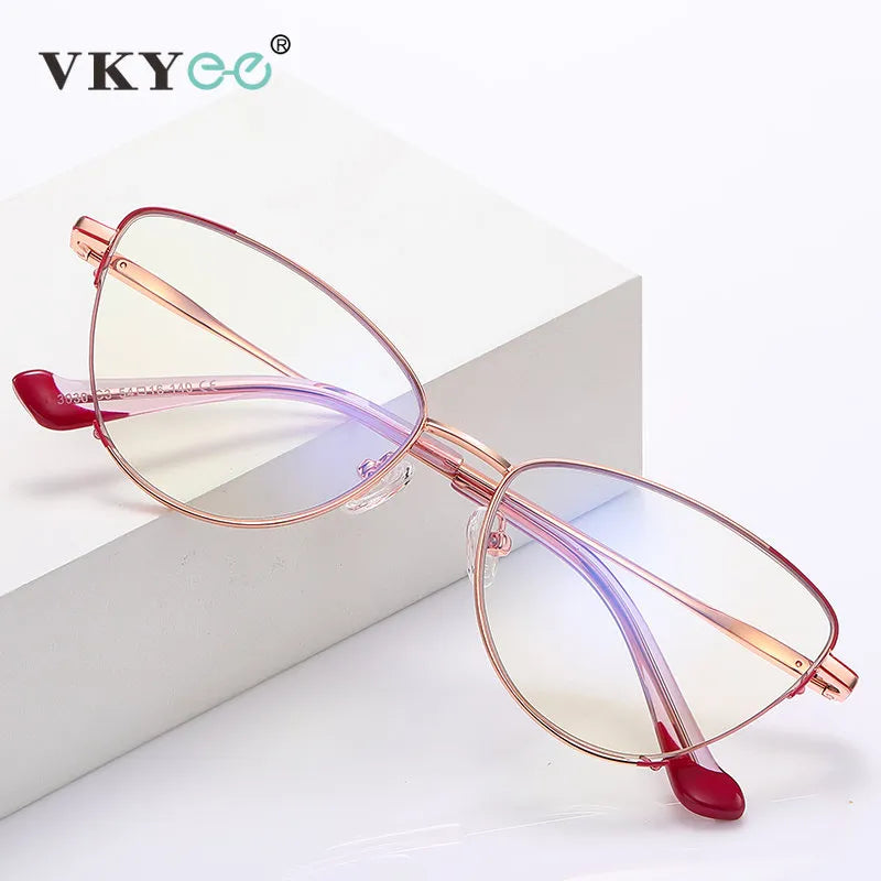 Vicky Women's Full Rim Tr 90 Titanium Cat Eye Square Reading Glasses 3030