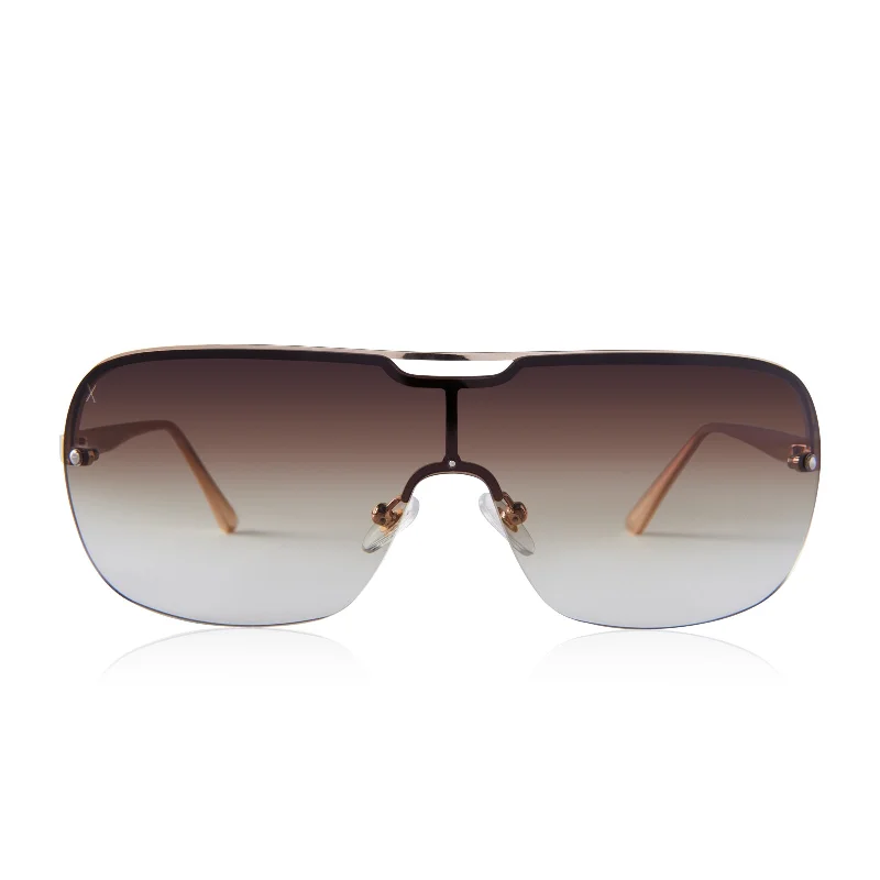 wilshire - shiny gold + brown gradient sharp sunglasses